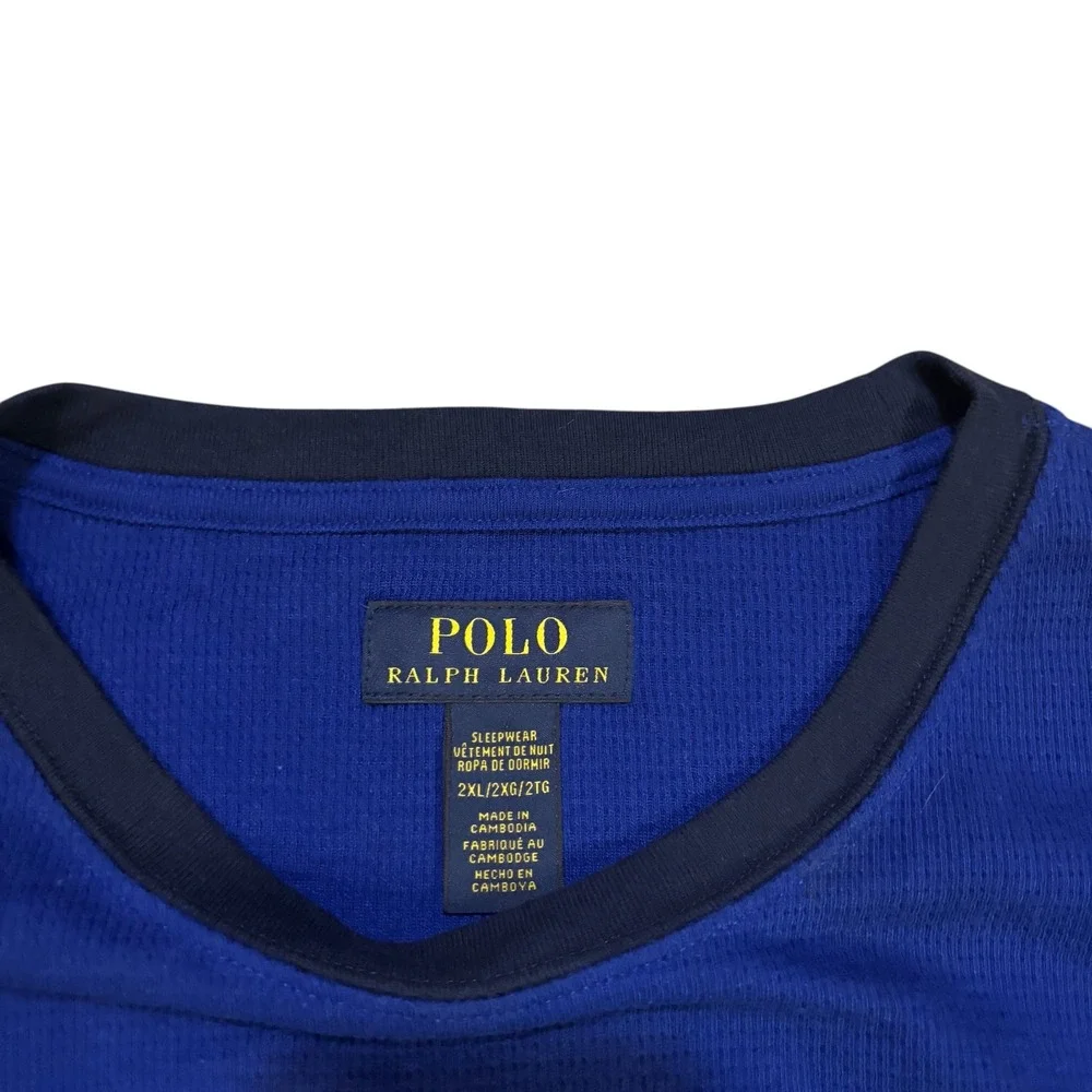 Polo Ralph Lauren Mens 2XL Blue Crested Long Sleeve Sleepwear Crew Neck‎ Shirt